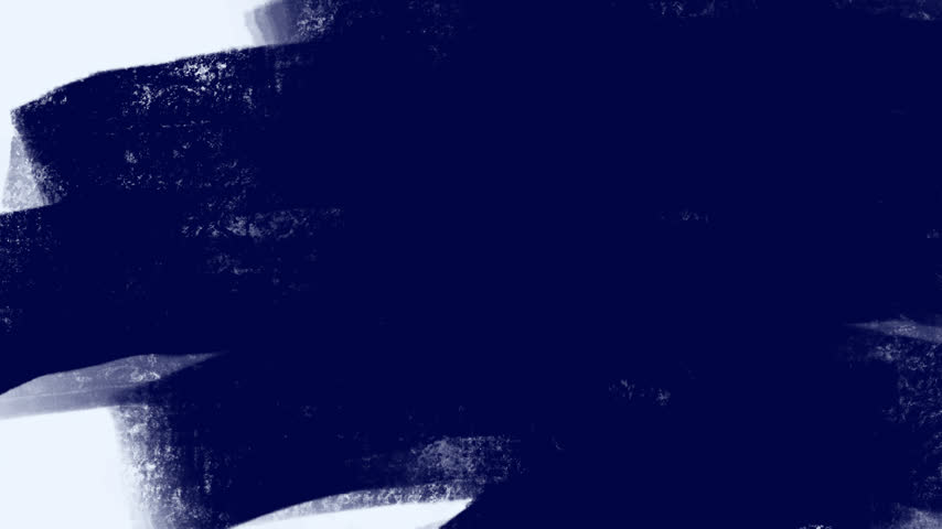 Video transition with blue dry marker strokes on a white background. Hand drawn paint strokes cover the screen to create an artistic frame transition effect.