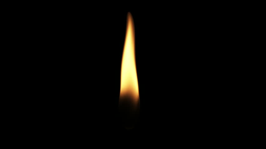 Single Candle Flame Burning on Black Background, Realistic Isolated Fire Overlay Video Asset