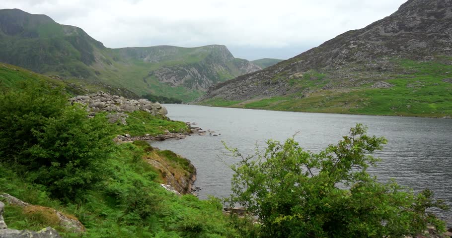 Llyn Ogwen surrounded by mountains in Snowdonia National Park