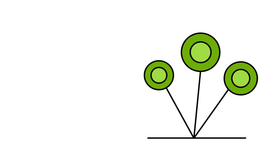 presents a creative vector design of three round green trees standing on a thin horizontal baseline without any ending punctuation mark