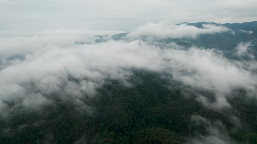 Top view Morning Mist and Viewpoint with Layers of Mountains