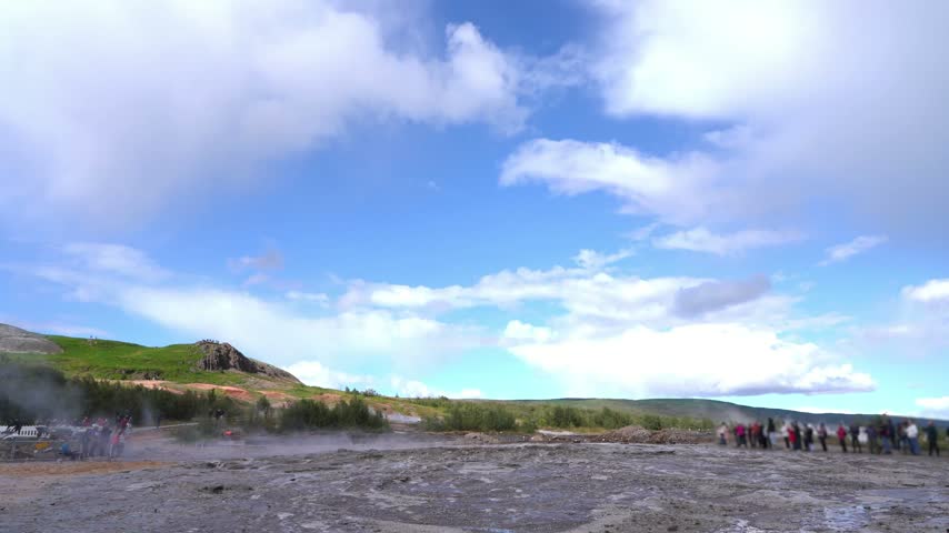 Geyser eruption at Geysir in Iceland

