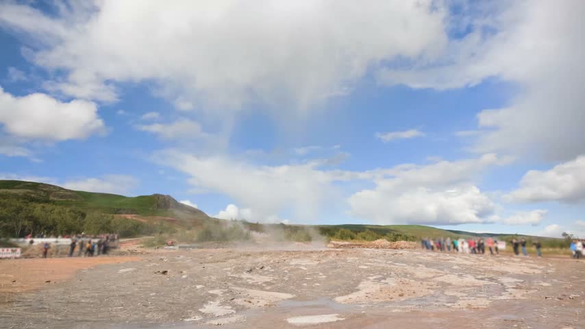 Geyser eruption at Geysir in Iceland

