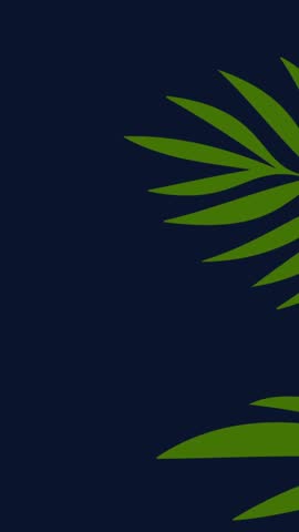 Animation of flowers with moving leaves and buds against black background. Digitally generated, hologram, illustration, floral, spring, art, design, plantation and abstract concept.