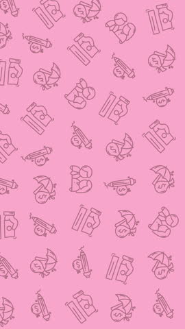 Modern seamless finance pattern featuring money bags, invoices, magnet money, and savings icons on soft green background. Minimal line art wallpaper for banking and investment projects.