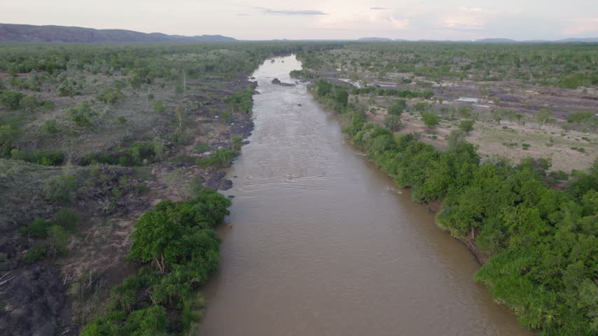 Aerial Drone shot of the Ord River In Kimberley Region Western Australia
