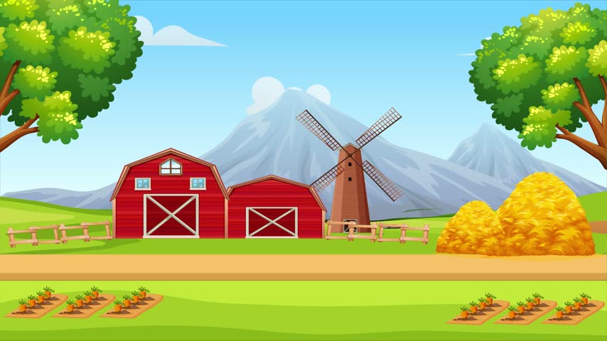 Cartoon Farm Landscape loop Background Animation Video