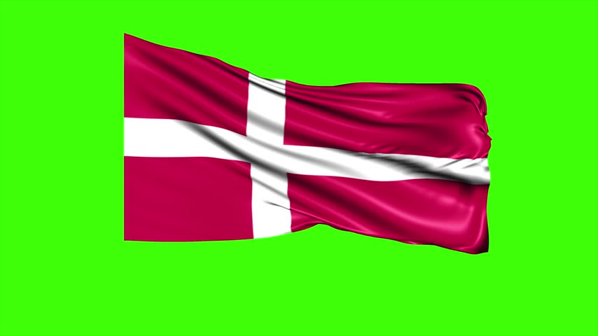 Looping DENMARK Flag Animation on Green Screen, Waving DENMARK Flag Isolated PNG Video