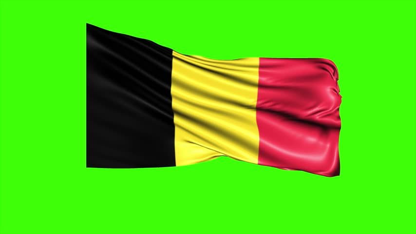 Looping BELGIUM Flag Animation on Green Screen, Waving BELGIUM Flag Isolated PNG Video