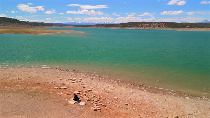 Low aerial drone pass follows Trinidad Lake