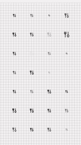 Spoon and fork, cutlery animation loop. Seamless pattern background. small spoons and forks slowly blink on grid. white backdrop.