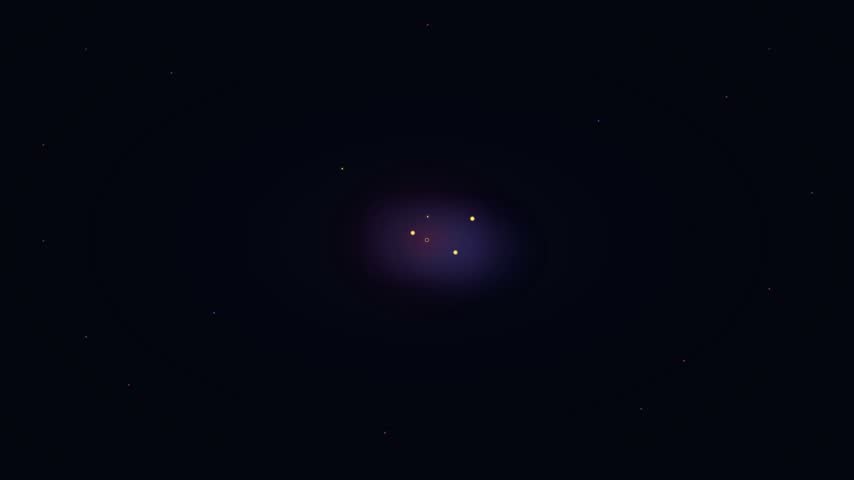 Cosmic Nebula Formation — Particles Coalescing into Glowing Nebula with Star Birth