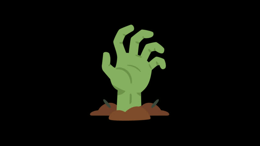 zombie hand coming out of the grave halloween animation
