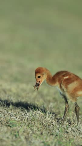 Sandhill Crane Colt with Giant Spider Stuck to its Face