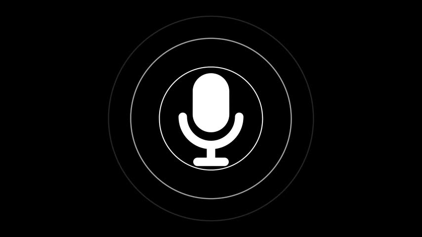 Minimal microphone icon on black background