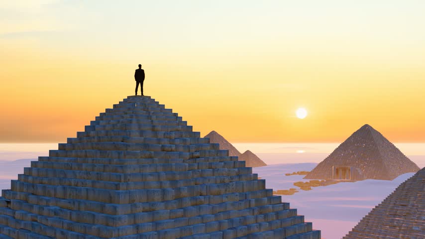 Successful people at the top of the pyramid
