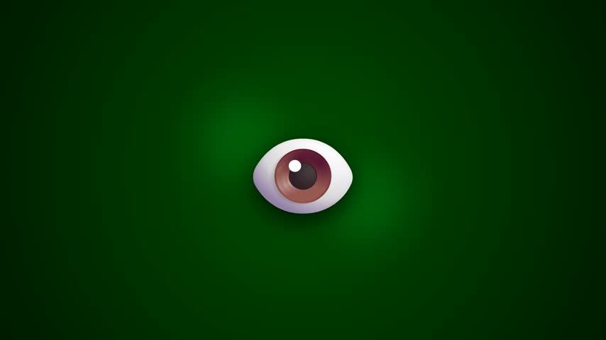 blinking eyes animated icon round eyes blinking and glancing right and left looping green screen 4k