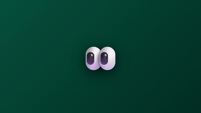 blinking eyes animated icon round eyes blinking and glancing right and left looping green screen 4k