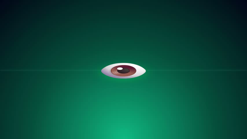 blinking eyes animated icon round eyes blinking and glancing right and left looping green screen 4k