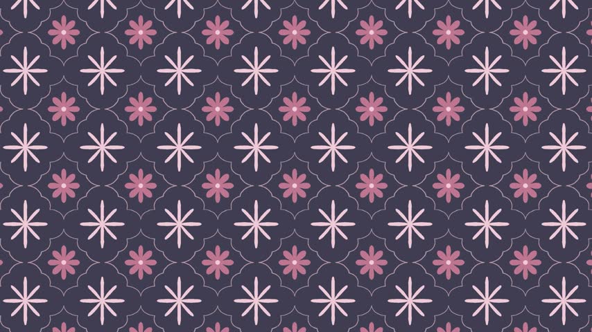 Pink Glossy Bubble on Purple Floral Pattern Background. Animated pink oval bubble floating over a purple vintage floral pattern.