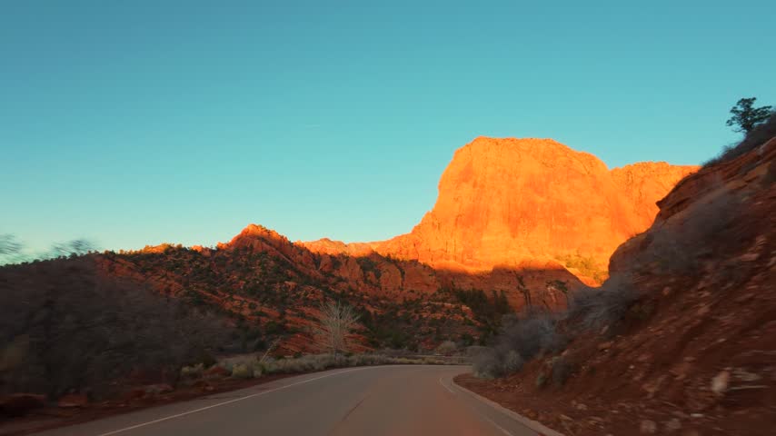 Kolob Canyon Scenic Drive POV Zion National Park Utah.