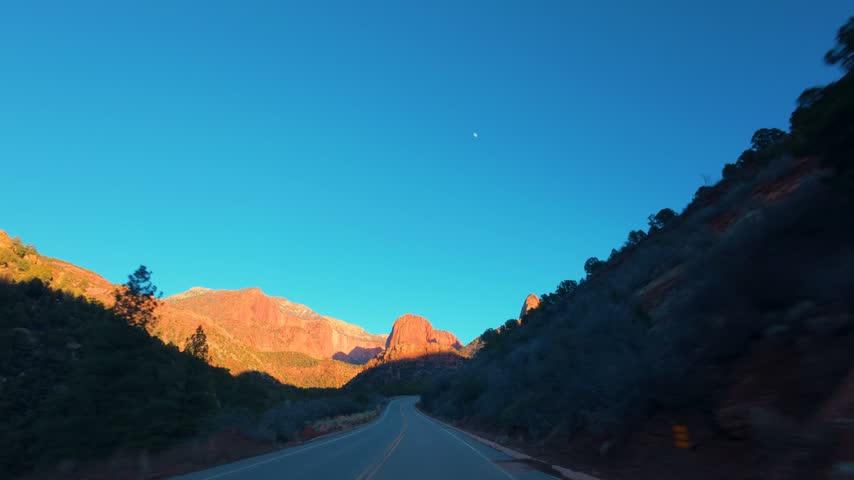 Kolob Canyon Scenic Drive POV Zion National Park Utah.