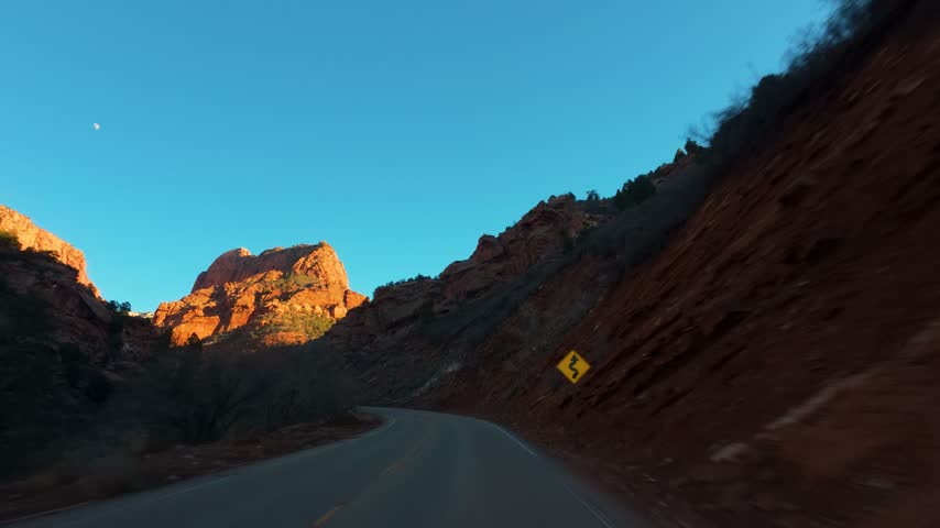 Kolob Canyon Scenic Drive POV Zion National Park Utah.