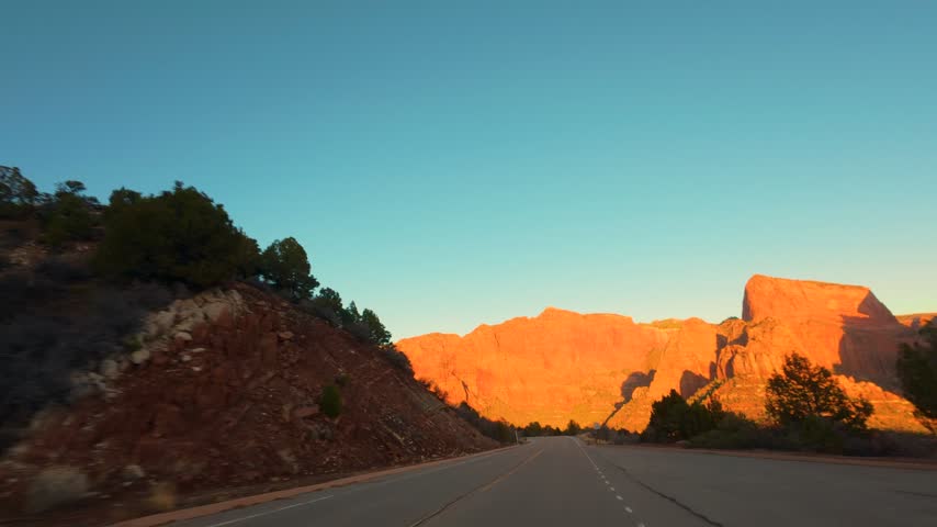 Kolob Canyon Scenic Drive POV Zion National Park Utah.