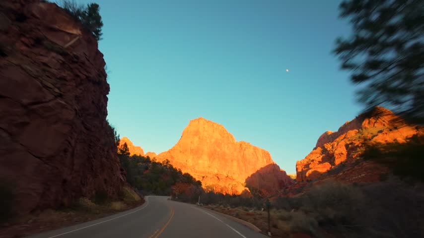 Kolob Canyon Scenic Drive POV Zion National Park Utah.