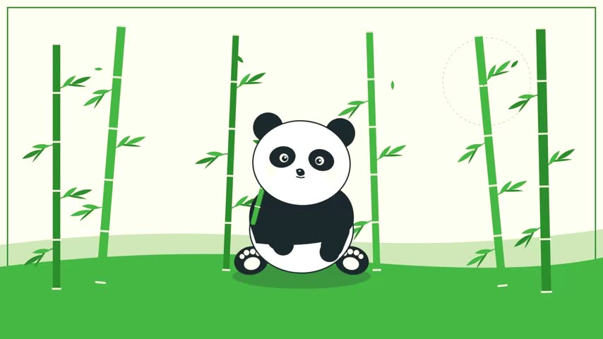 very cute motion graphic video of pandas and Chinese brooms