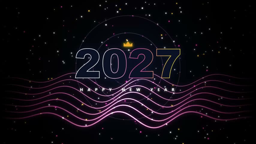 Happy New Year 2027 Celebration Design With Cosmic Stars Background