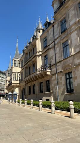 Luxembourg, 13 August 2026 selective focus on historic facade of Grand Ducal Palace in Luxembourg