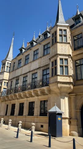 Luxembourg, 13 August 2026 selective focus on historic facade of Grand Ducal Palace in Luxembourg
