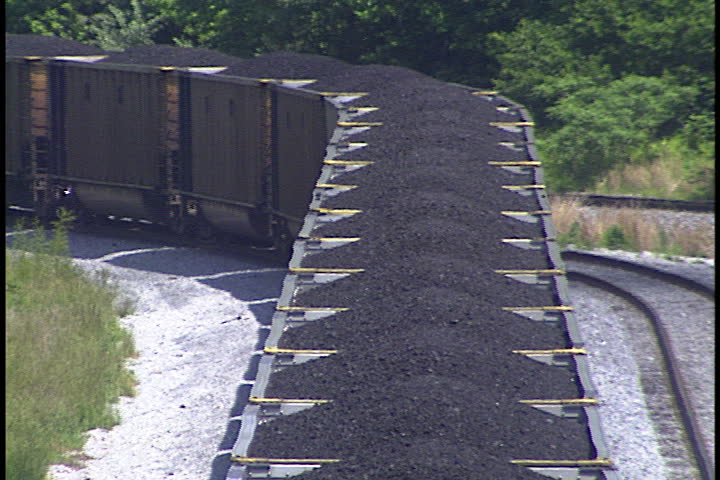 Train hauling 120 cars loaded with coal in Rockport, Indiana.