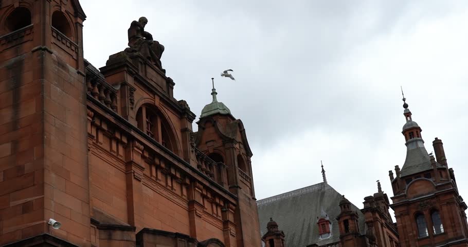Roof architecture of Kelvingrove Art Gallery and Museum in Glasgow, Scotland