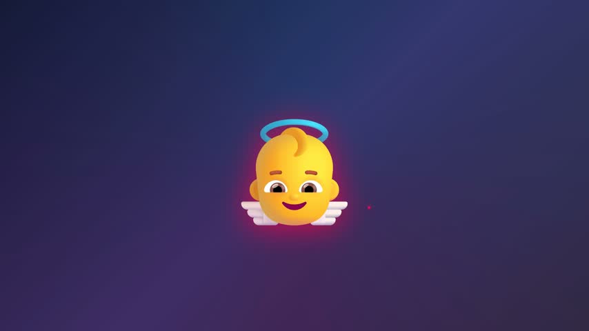 3D Cute Angel Emoji Character with Halo and White Wings, Smiling Face, Heavenly and Spiritual Concept, Colorful Cartoon Illustration on Gradient Background