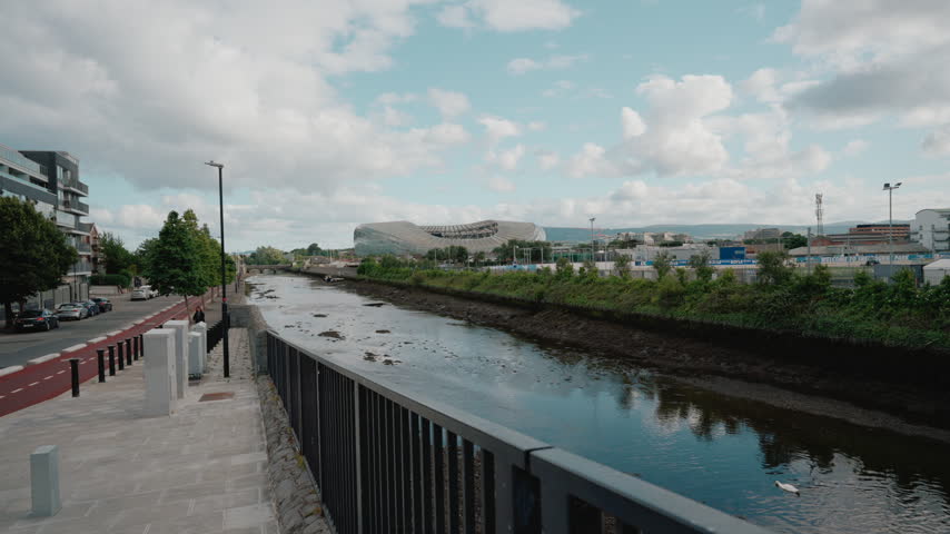 Aviva Stadium, a modern rugby and football stadium on Lansdowne Road in Dublin, located beside the River Dodder and surrounded by the urban landscape of Dublin - Dublin, Ireland - 31 Aug 2026