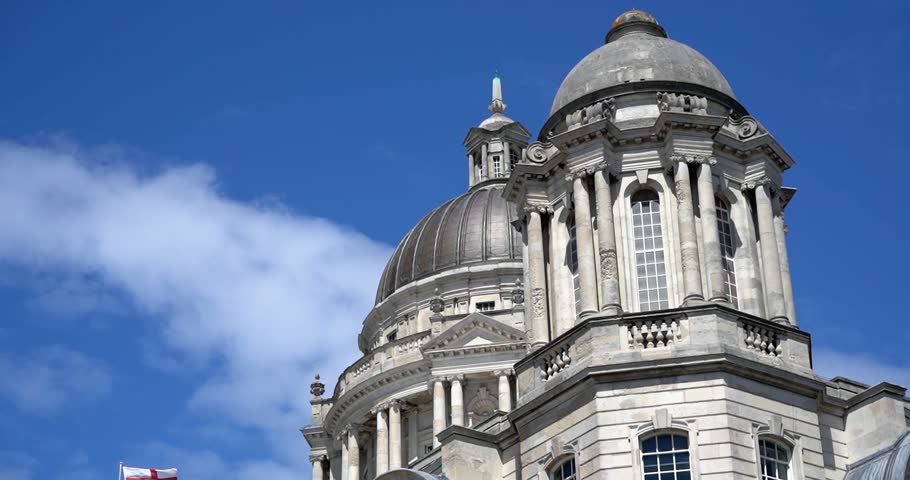 Close up view of dome structures on Port of Liverpool Building