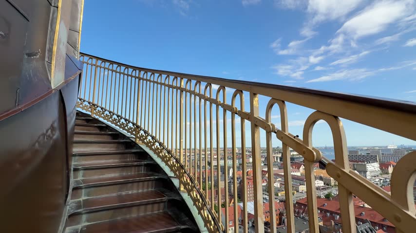 View of spiral stairs at Church of Our Saviour in Copenhagen, Denmark