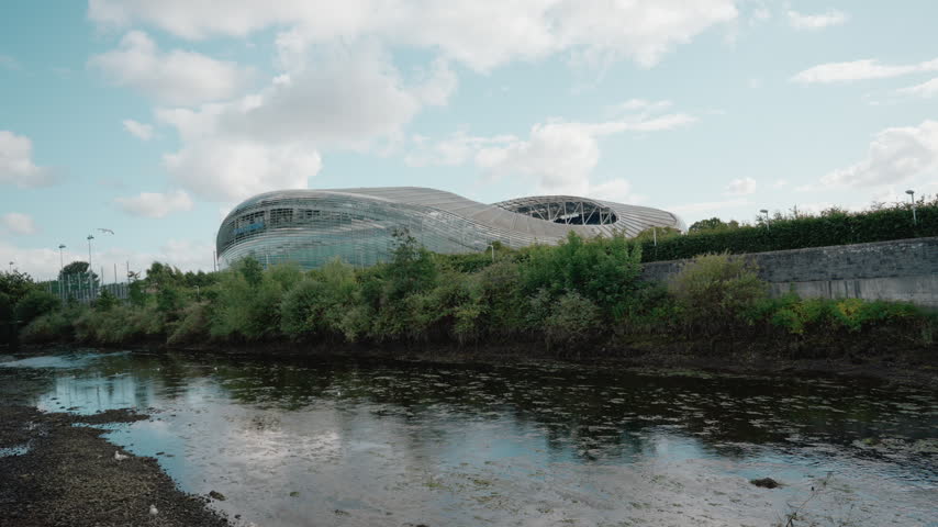 Aviva Stadium, a modern rugby and football stadium on Lansdowne Road in Dublin, located beside the River Dodder and surrounded by the urban landscape of Dublin - Dublin, Ireland - 31 Aug 2026