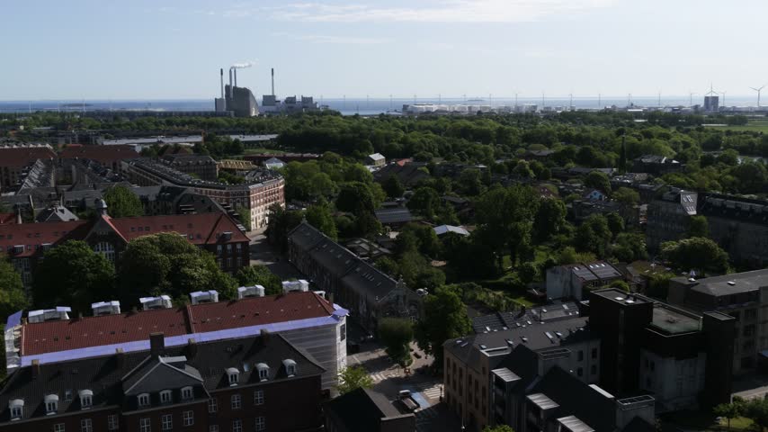 Panoramic view of Freetown Christiania district in Copenhagen, Denmark