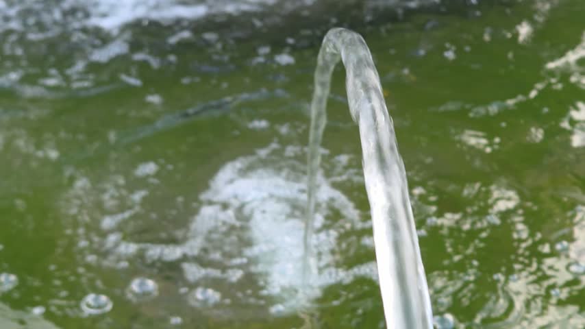Water Stream Arc Fountain Flowing Splash Nature Close Up Fresh Fluid Motion Green Water
