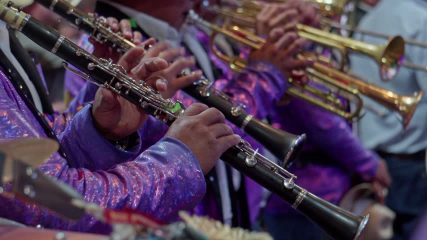Close up of musicians