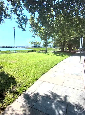 Footage of a gorgeous landscape at Waterfront Park in Charleston South Carolina USA