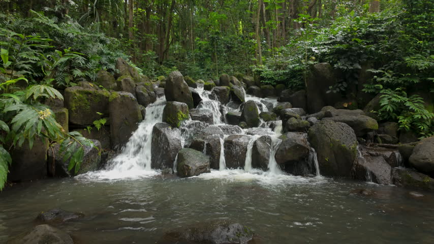 Waterfall in the Wailua State Park, Kauai, Hawaii