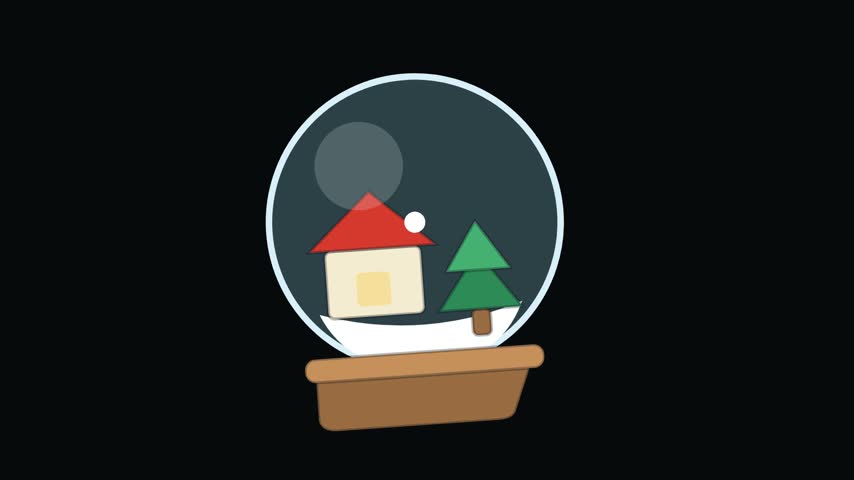 Snow globe animated Christmas icon, seamless looping motion graphic.