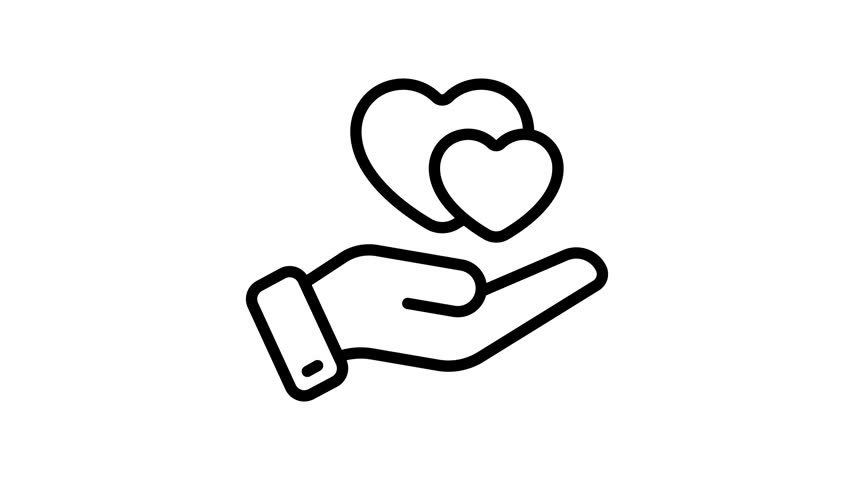 Hand presenting heart vector animated icon, be my valentines