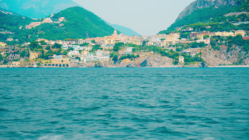 The town of Vietri sul Mare on the Amalfi Coast, seen from the ferry