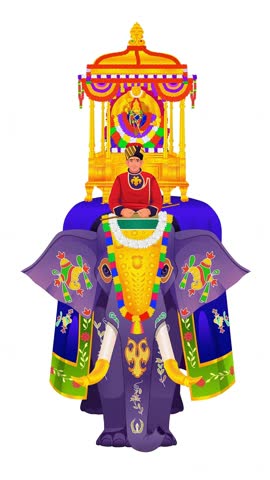 Mysore Dasara, Majestic Elephant Carrying the Sacred Idol of Goddess Chamundeshwari in a Golden Ambari (howdah) During the Grand Jamboo Savari Procession