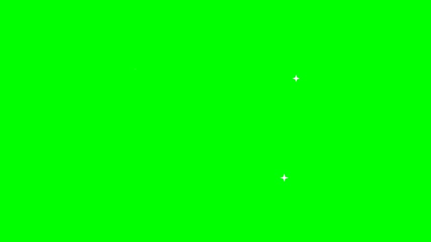 A lively animated gift box with a blue ribbon moving gently on a bright green background, accompanied by sparkling stars creating a cheerful and festive atmosphere.